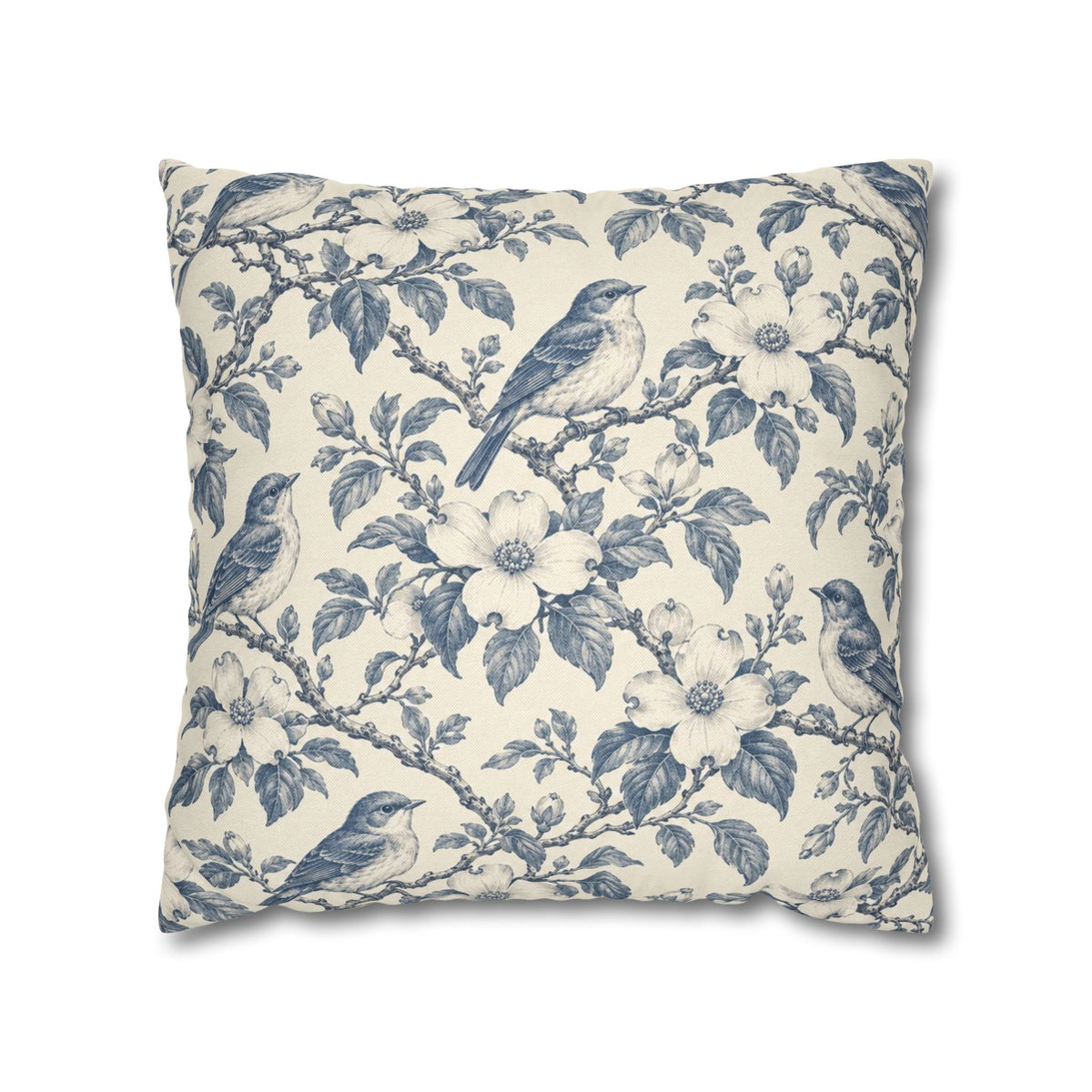 Bluebird Toile Pillow Cover