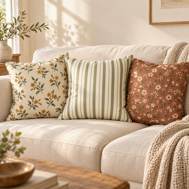 Cozy pillows styled together