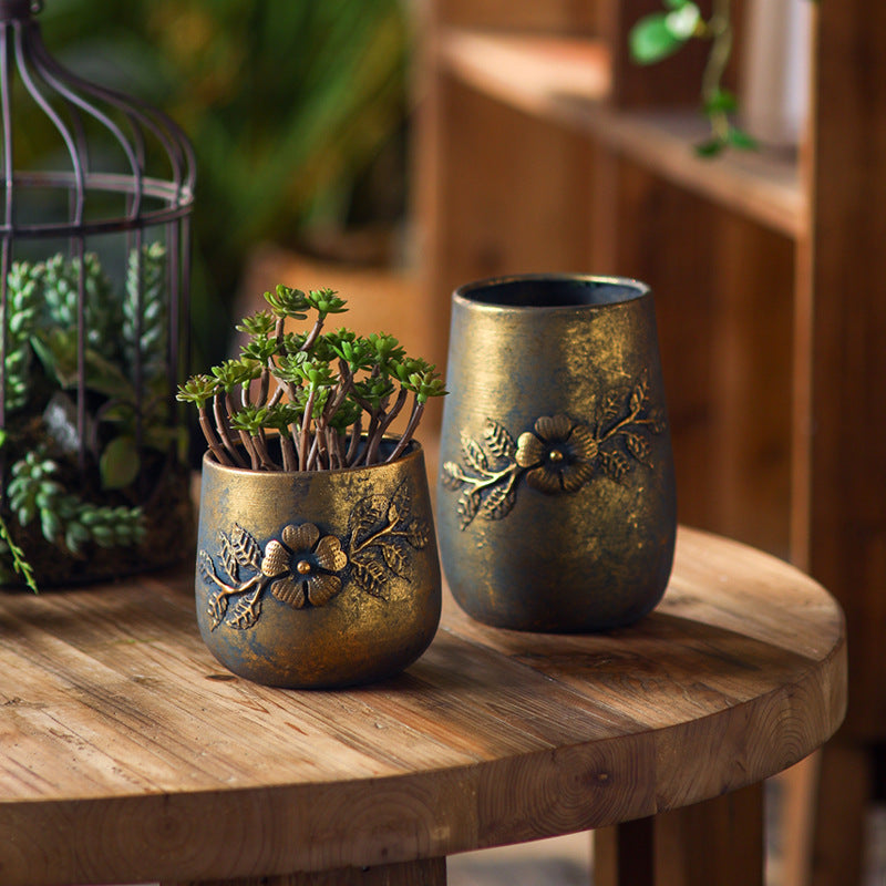 Vintage Floral Iron Planter