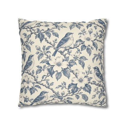 Bluebird Toile Pillow Cover