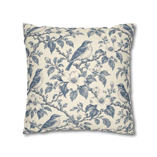 Bluebird Toile Pillow Cover