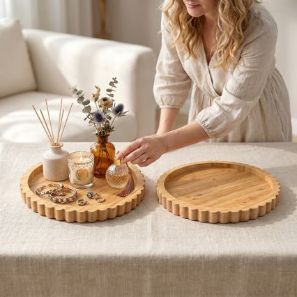 Scalloped Wooden Decorative Tray