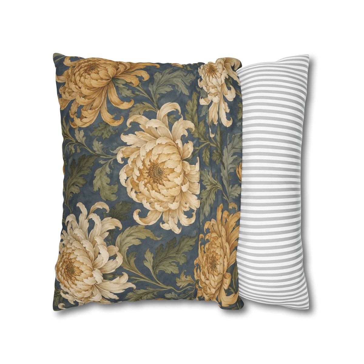 Twilight Chrysanthemum Victorian Floral Pillow Cover — 18 × 18 in
