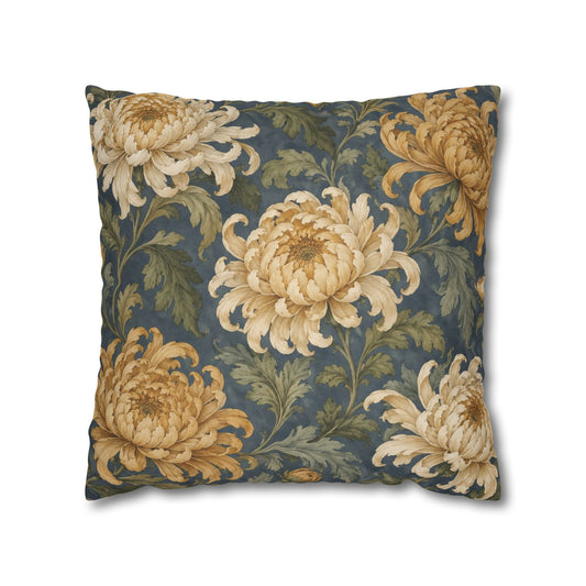 Twilight Chrysanthemum Victorian Floral Pillow Cover — 18 × 18 in