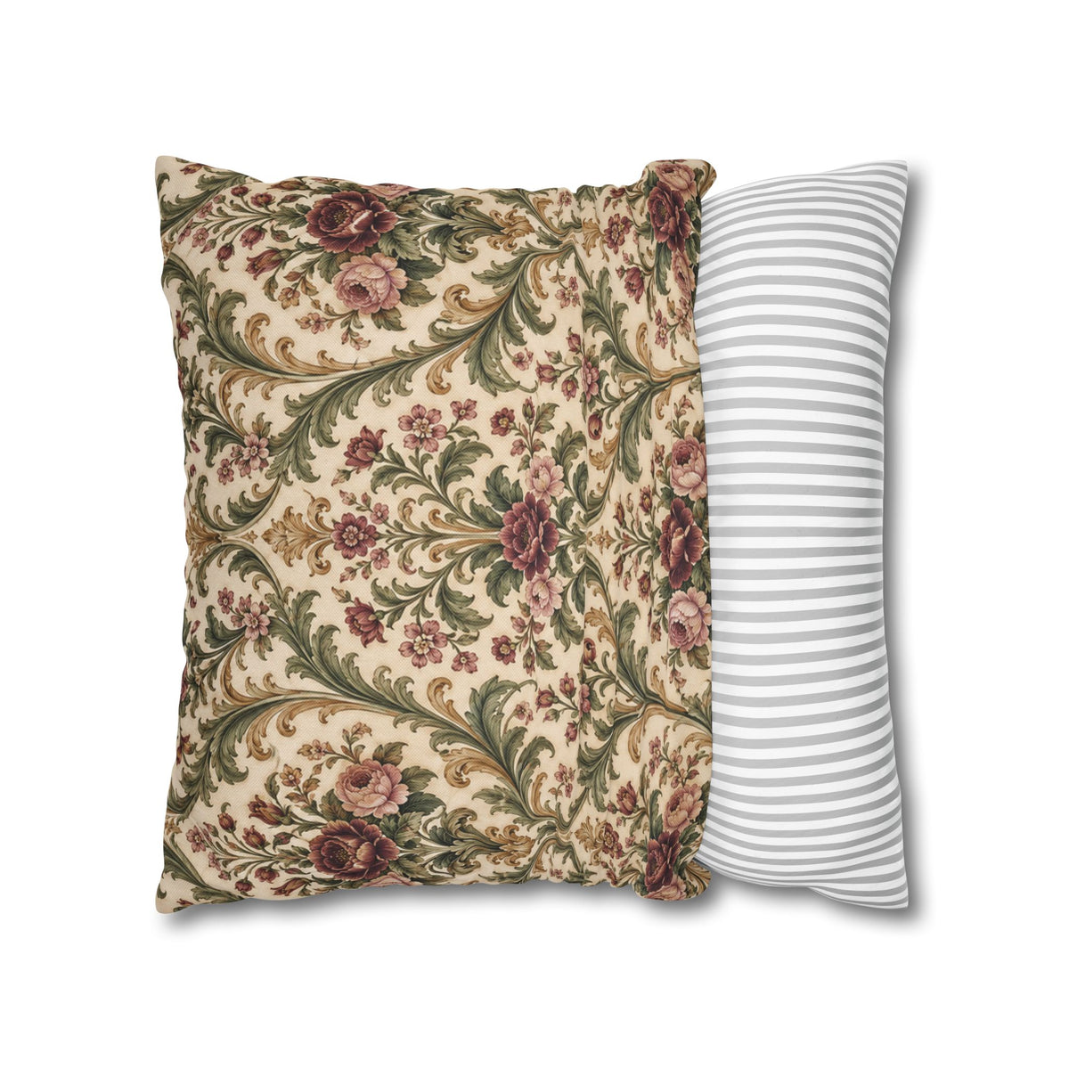 Victorian Rose Floral Damask Pillow Cover — 18 × 18 in