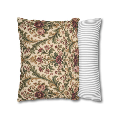 Victorian Rose Floral Damask Pillow Cover — 18 × 18 in