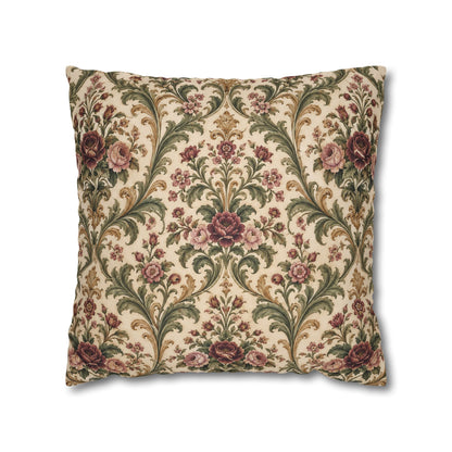 Victorian Rose Floral Damask Pillow Cover — 18 × 18 in