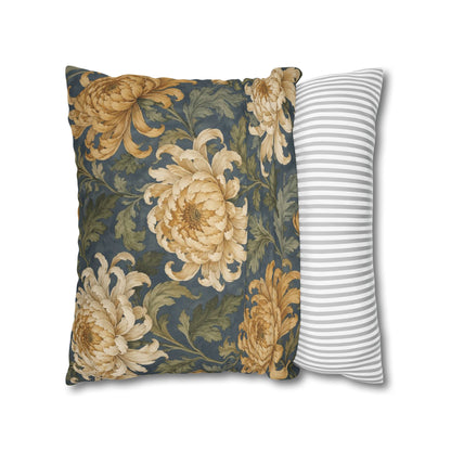 Twilight Chrysanthemum Victorian Floral Pillow Cover — 18 × 18 in