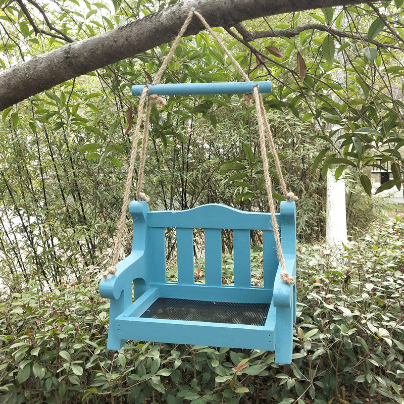 Wooden Bench Hanging Bird Feeder