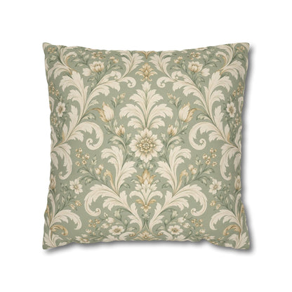 Pearl Sage Victorian Damask Pillow Cover — 18 × 18 in