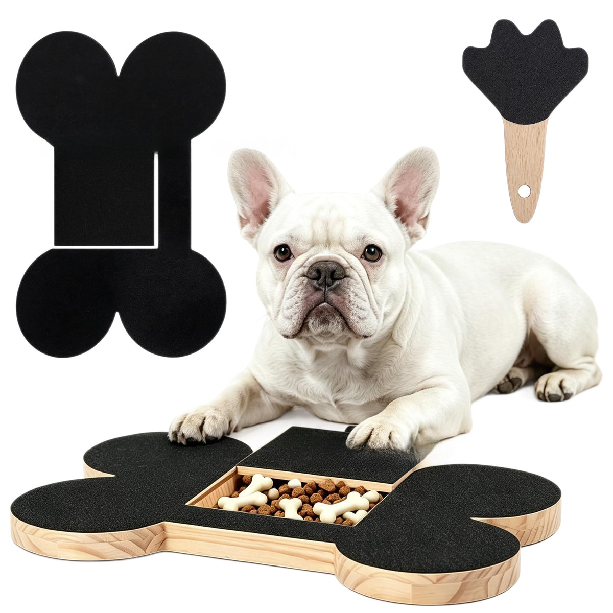Bone-Shaped Dog Scratch Board with Treat Compartment