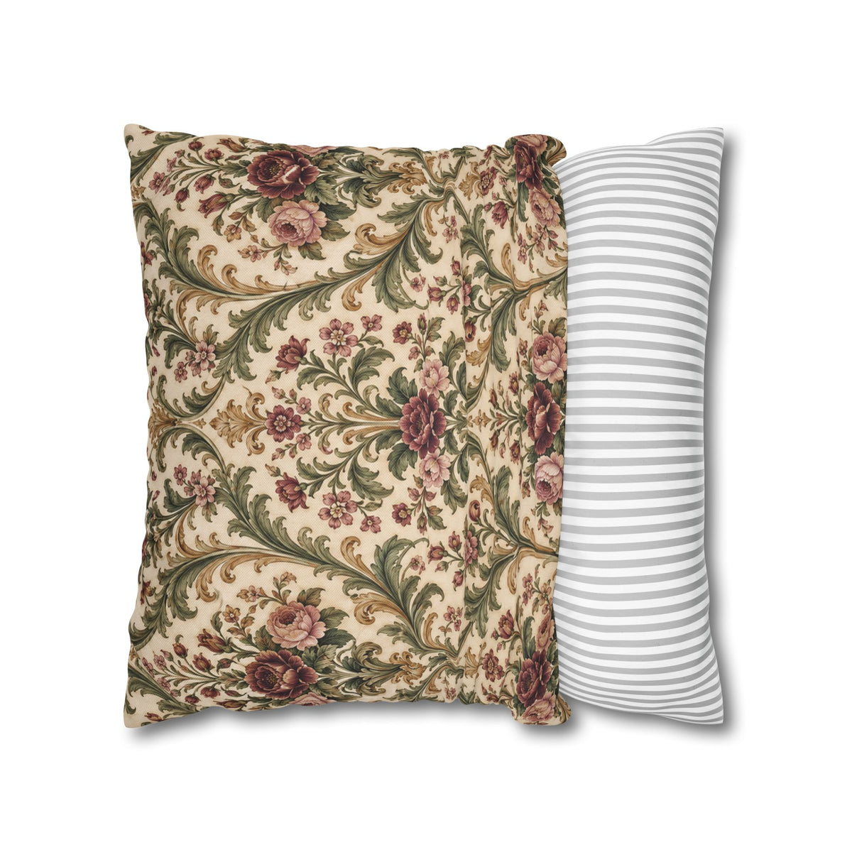 Victorian Rose Floral Damask Pillow Cover — 18 × 18 in