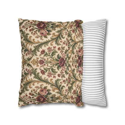 Victorian Rose Floral Damask Pillow Cover — 18 × 18 in