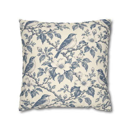 Bluebird Toile Pillow Cover