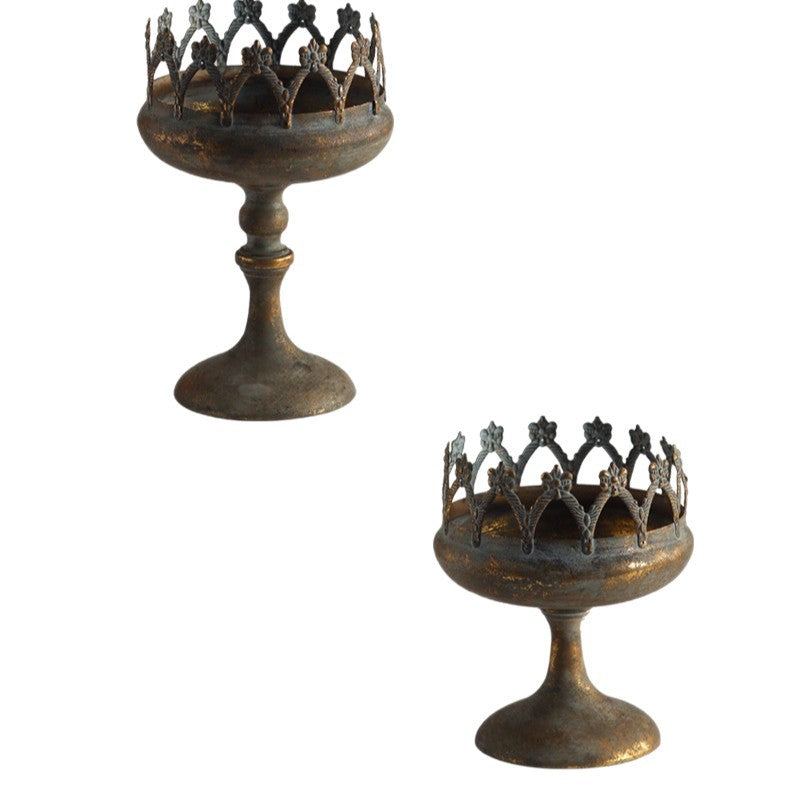 Vintage Crown Pedestal Iron Planter