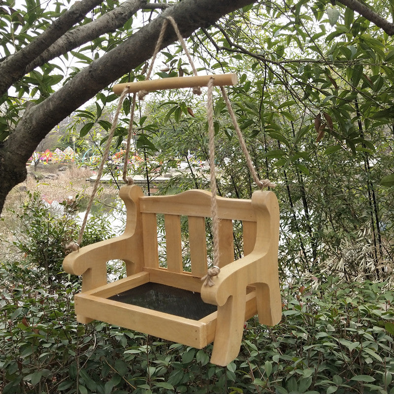 Wooden Bench Hanging Bird Feeder