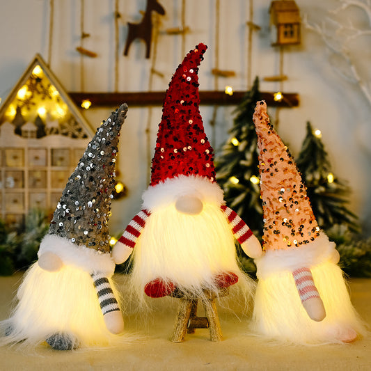 Lighted Sequin Christmas Gnome