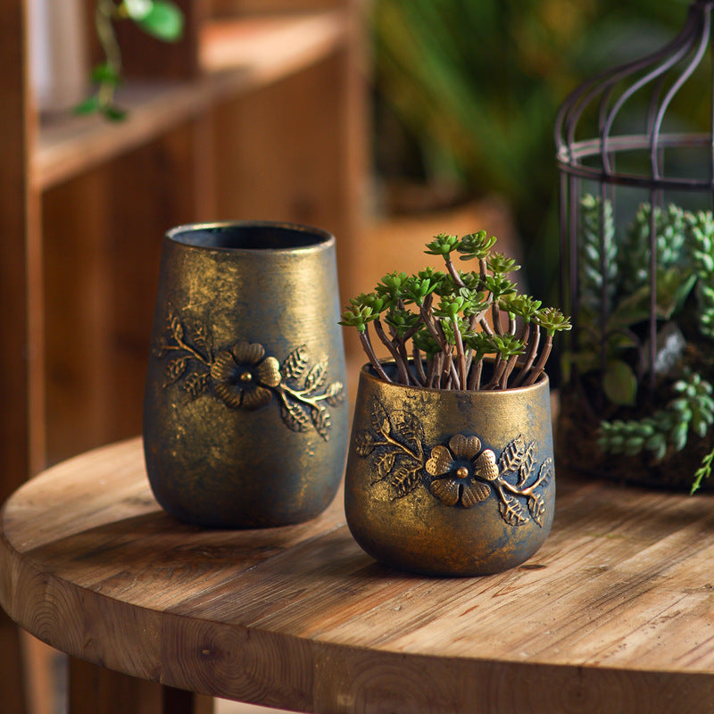 Vintage Floral Iron Planter