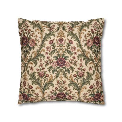 Victorian Rose Floral Damask Pillow Cover — 18 × 18 in