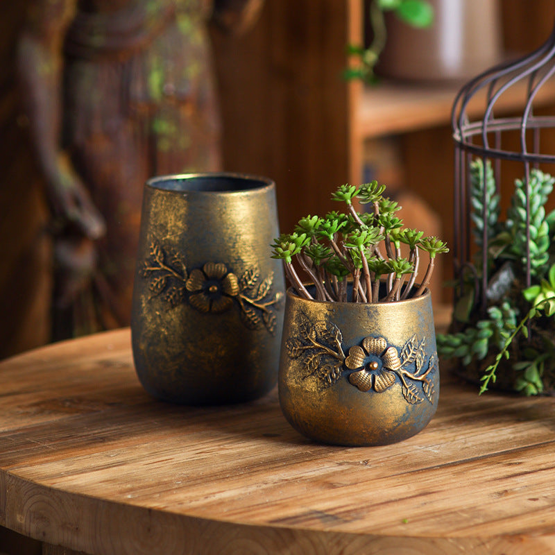 Vintage Floral Iron Planter