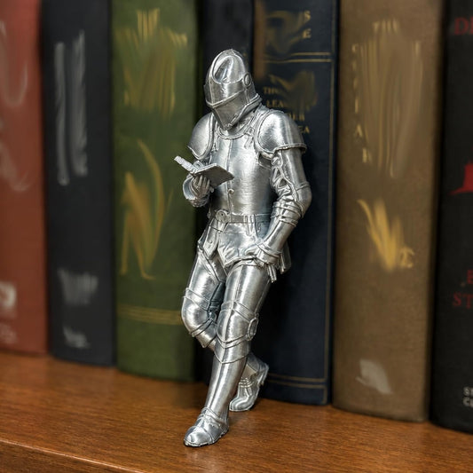 Resin Medieval Knight Figurine Silver-Toned