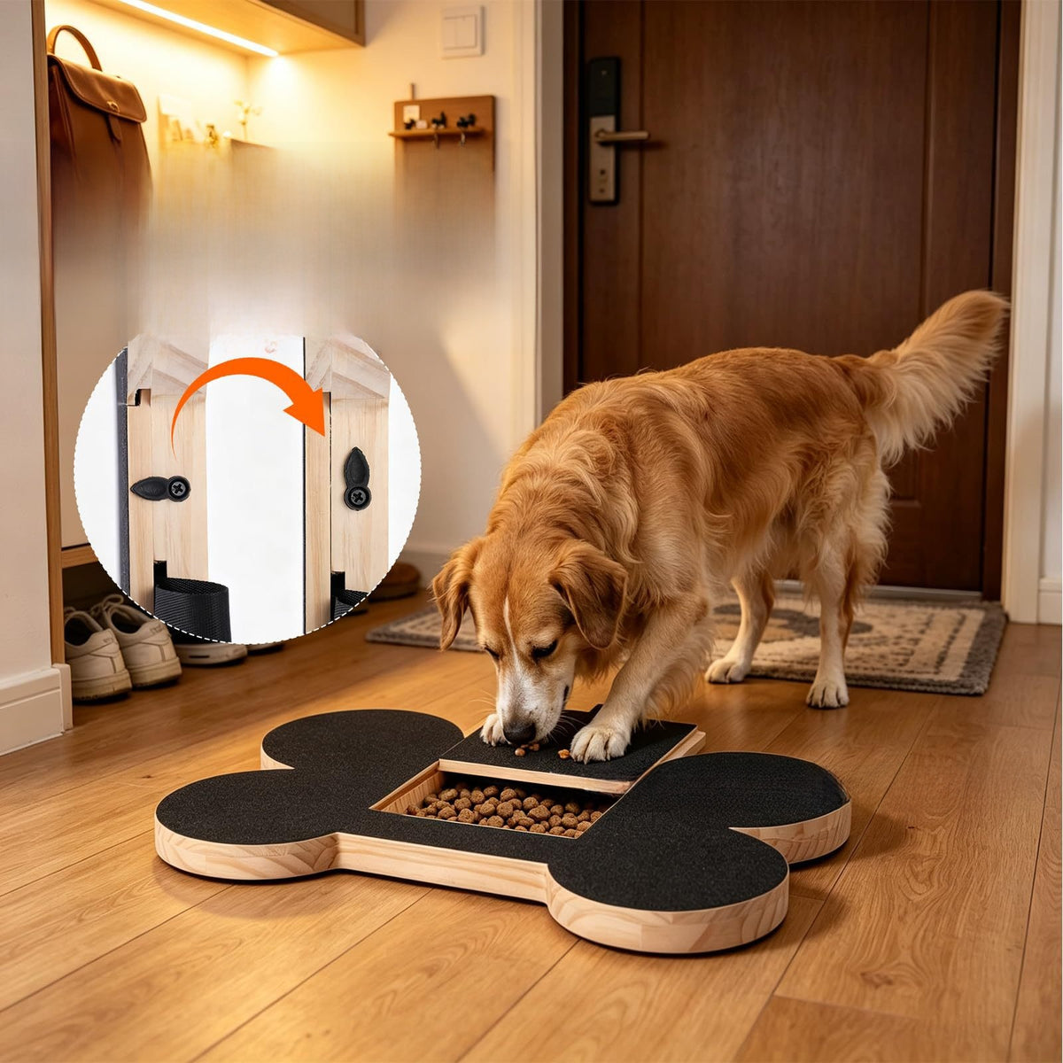 Bone-Shaped Dog Scratch Board with Treat Compartment